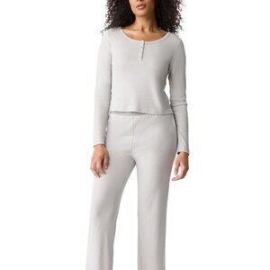 #40. GAP GapBody Women's Long-Sleeve Rib Pajama Top - Quiet Grey